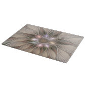 Joyful Blume Abstrakt Beige Brown Fraktal Schneidebrett (Ecke)