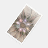 Joyful Blume Abstrakt Beige Brown Fraktal Serviette (Ecke)