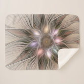 Joyful Blume Abstrakt Beige Brown Fraktal Sherpadecke (Vorderseite (Horizontal))