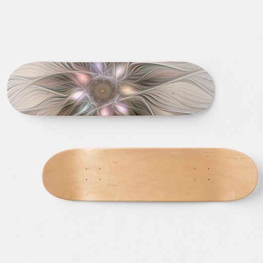 Joyful Blume Abstrakt Beige Brown Fraktal Skateboard (Horizontal)