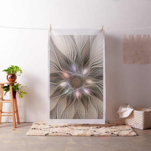 Joyful Blume Abstrakt Beige Brown Fraktal Stoff (Beispiel)