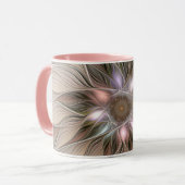 Joyful Blume Abstrakt Beige Brown Fraktal Tasse (Vorderseite Links)