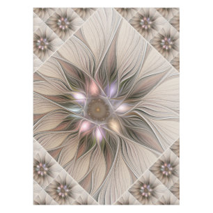 Joyful Blume Abstrakt Beige Brown Fraktal Tischdecke