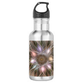 Joyful Blume Abstrakt Beige Brown Fraktal Trinkflasche (Vorderseite)