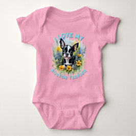 Joyful Boston Terrier Bloom - Custom Baby Strampler