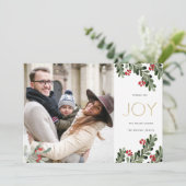 Joyful Boughs of Holly | Goldfolie Feiertagskarte (Stehend Vorderseite)