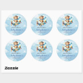 Joyful Boy Shower Pilot Bear Blue Party Sticker (Blatt)