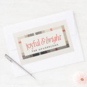 Joyful & Bright Cosy Winter Kariert Holiday Gesche Rechteckiger Aufkleber (Umschlag)