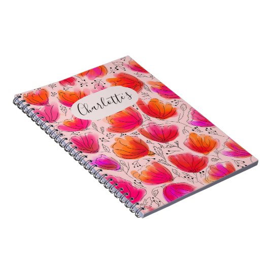 Joyful Bright Orange Pink Blume Notebook Notizblock (Rechte Seite)