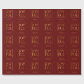 Joyful Burgundy Gold Name Frohe Weihnachten Geschenkpapier (Flach)