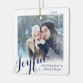 Joyful Calligraphy Elegantes Foto Weihnachten Keramikornament (Links)