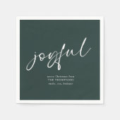 Joyful Calligraphy Frohe Weihnachten Grün Serviette (Vorderseite)
