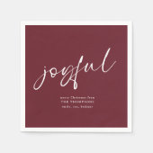 Joyful Calligraphy Merry Christmas Burgundy Serviette (Vorderseite)