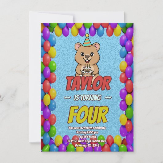 Joyful Capybara Birthday Invite Einladung (Vorderseite)