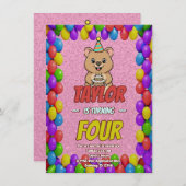 Joyful Capybara Birthday Invite Einladung (Vorne/Hinten)