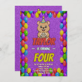 Joyful Capybara Birthday Invite Einladung (Vorne/Hinten)