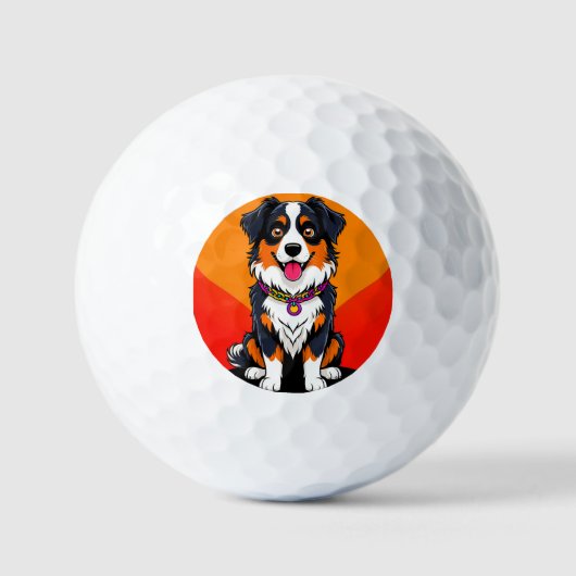 Joyful Cartoon Dog Illustration Golfball (Vorderseite)