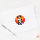 Joyful Cartoon Dog Illustration Runder Aufkleber (Umschlag)