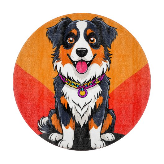 Joyful Cartoon Dog Illustration Schneidebrett (Vorderseite)