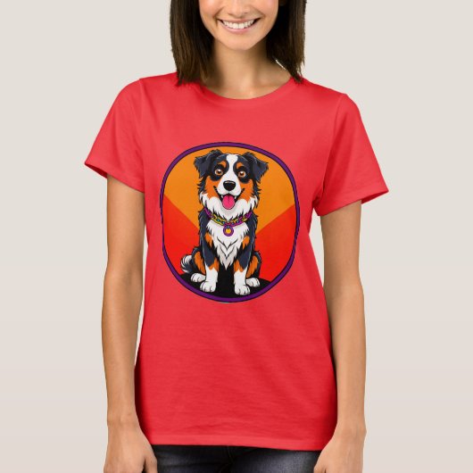 Joyful Cartoon Dog Illustration T-Shirt (Vorderseite)