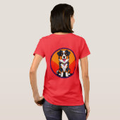Joyful Cartoon Dog Illustration T-Shirt (Schwarz voll)