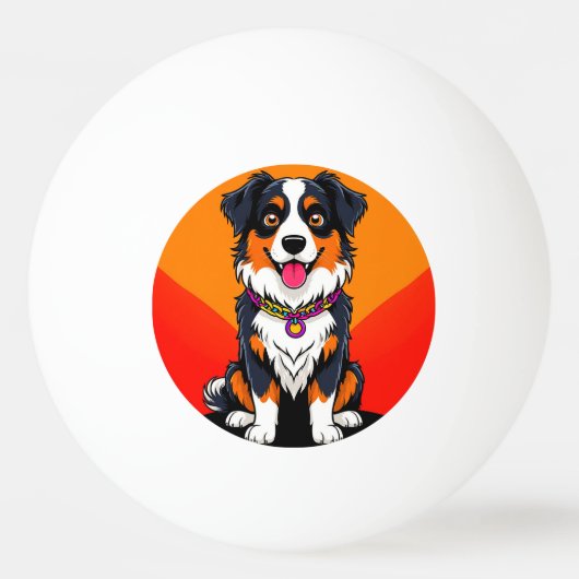 Joyful Cartoon Dog Illustration Tischtennisball (Vorderseite)