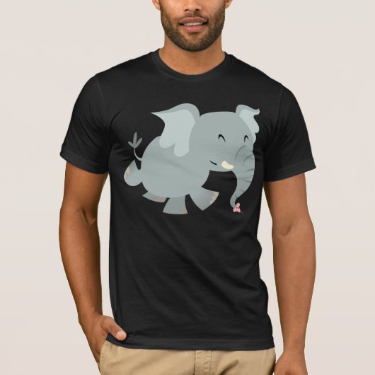 Joyful Cartoon Elephant T - Shirt (Vorderseite)