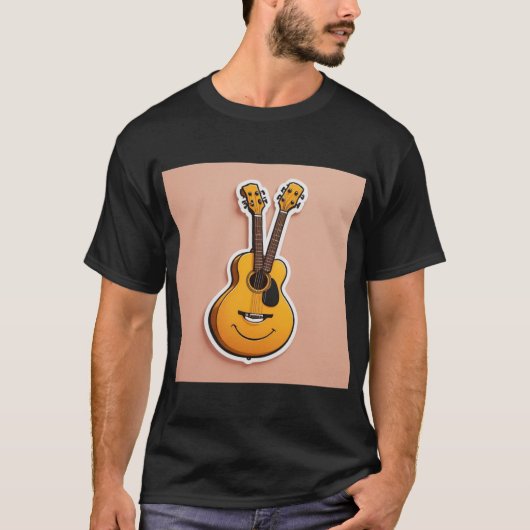 Joyful Cartoon Guitar T - Shirt - Stickers Illustr (Vorderseite)