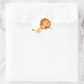 Joyful Cartoon Lion Rundaufkleber Runder Aufkleber (Tasche)