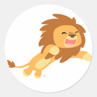 Joyful Cartoon Lion Rundaufkleber Runder Aufkleber