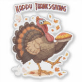 Joyful Cartoon Turkey Thanksgiving Sticker (Vorderseite)