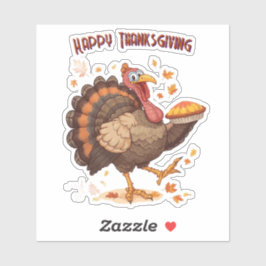 Joyful Cartoon Turkey Thanksgiving Sticker