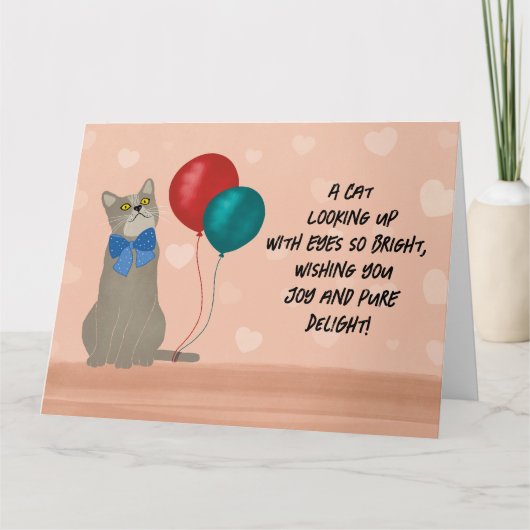 Joyful Cat Birthday Card Karte (Vorderseite)