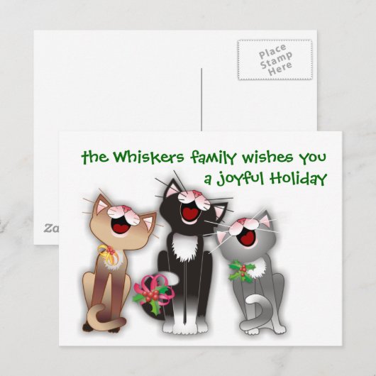 Joyful Cats Feiertagspostkarte (Vorne/Hinten)