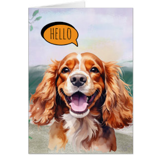Joyful Cavalier King Charles Spaniel in Watercolo 