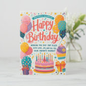Joyful Celebration Birthday Card Dankeskarte (Stehend Vorderseite)