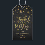 Joyful Chalkboard Golden Christmas Holiday Chic Geschenkanhänger<br><div class="desc">Joyful Chalkboard Goldenen Weihnachtsfeiertag Geschenktasten.</div>