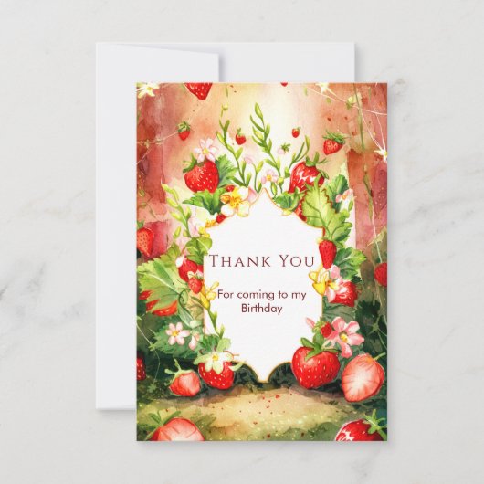 Joyful Charming Boho Strawberry Birthday Dankeskarte (Vorderseite)