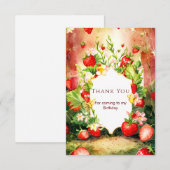 Joyful Charming Boho Strawberry Birthday Dankeskarte (Vorne/Hinten)