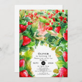 Joyful Charming Whimsical Strawberry Geburtstag Einladung (Vorne/Hinten)