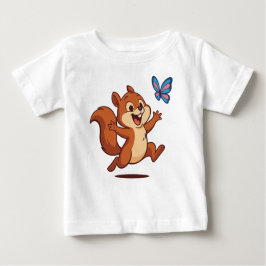 Joyful Chase – Happy Squirrel & Butterfly Baby T-shirt