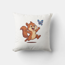 Joyful Chase - Happy Squirrel & Butterfly Kissen