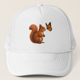 Joyful Chase – Happy Squirrel & Butterfly Truckerkappe