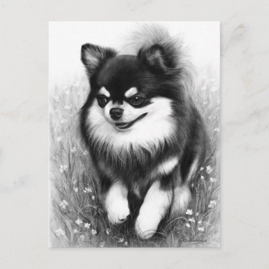 Joyful Chihuahua in Bloom Hand bemalt Postkarte (Vorderseite)