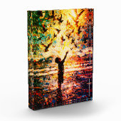 Joyful Child Playing with Birds Sunrise Water Fotoblock (Links)