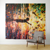 Joyful Child Playing with Birds Sunrise Water Wandteppich (Beispiel (Horizontal))