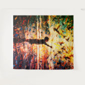 Joyful Child Playing with Birds Sunrise Water Wandteppich (Vorderseite (Horizontal))