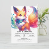 Joyful Children Fox Geburtstag Einladung (Stehend Vorderseite)