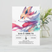 Joyful Children Fox Geburtstag Einladung (Stehend Vorderseite)