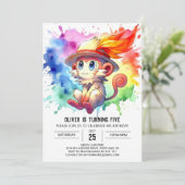 Joyful Children Monkey zum Geburtstag Einladung (Stehend Vorderseite)